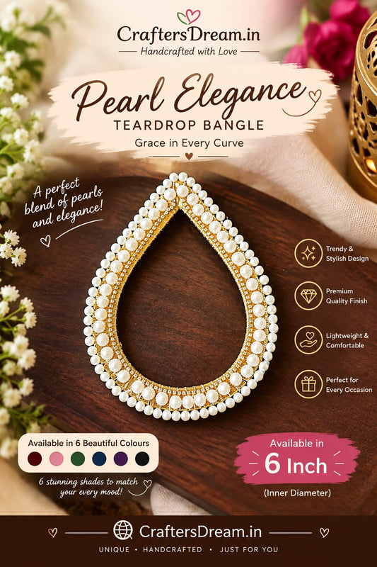 Pearl Elegance Tear Drop Bangle 6inch - 10pc
