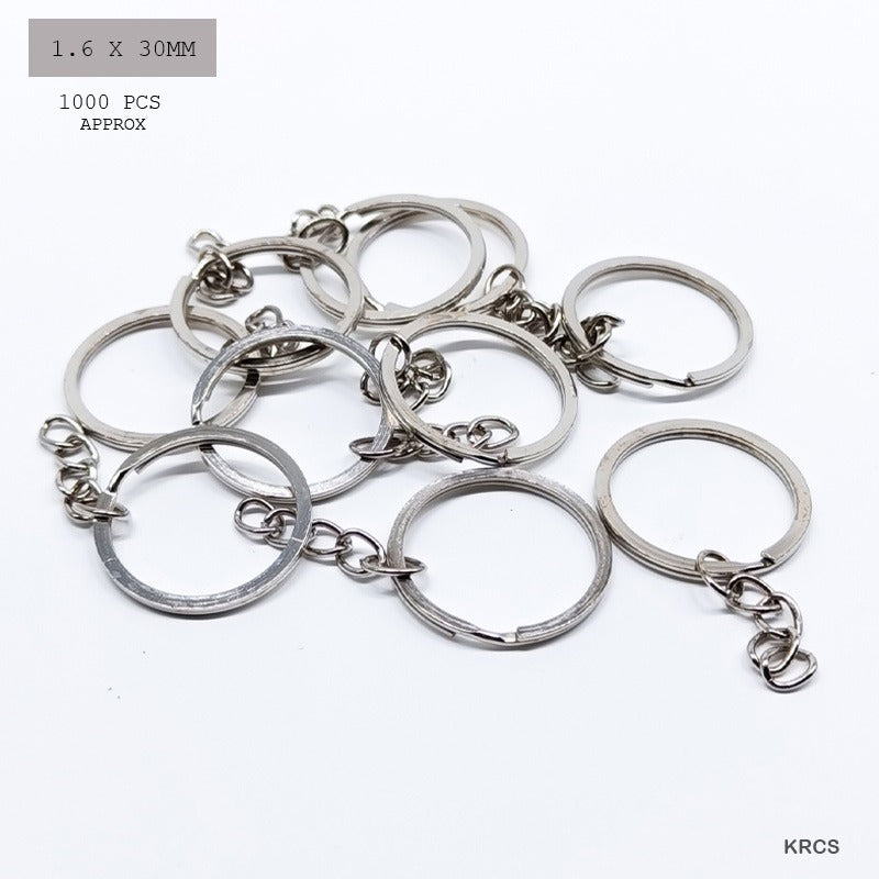 Keyring with Chain Silver - 10pc