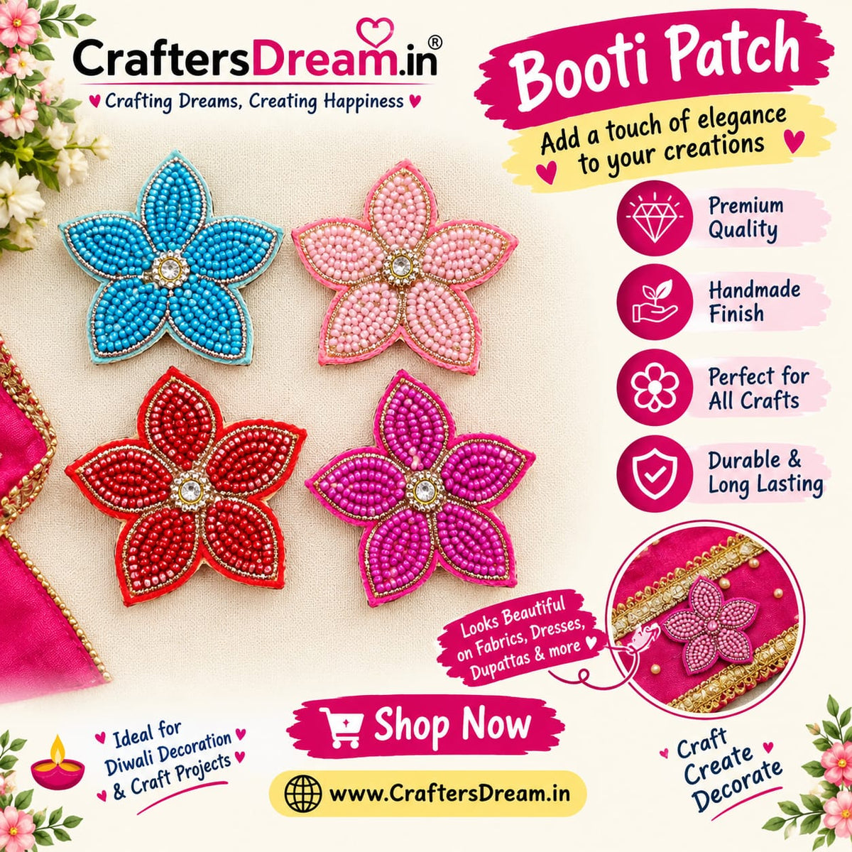 Flower Buti Patches - 10pc