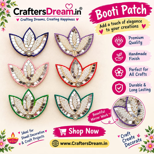 Stone Glass Lotus Buti Patches - 10pc