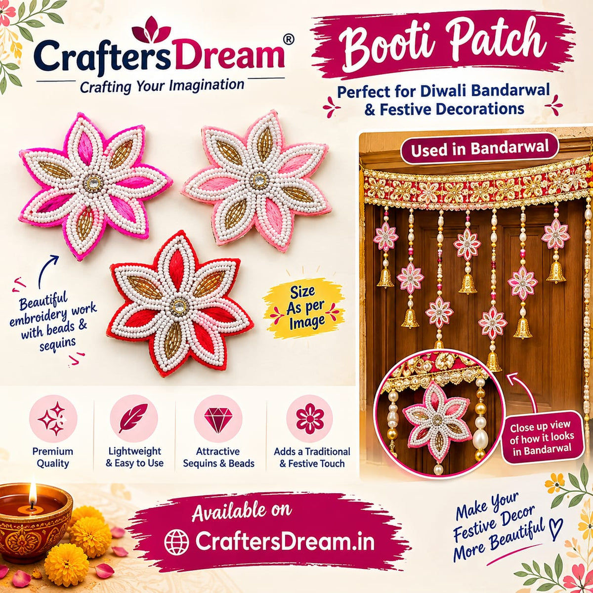 Flower Buti Patches - 10pc