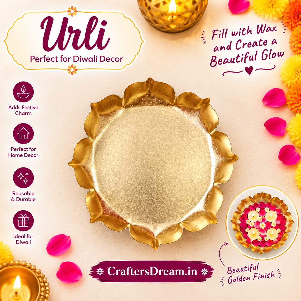 Metal Urli - 1pc