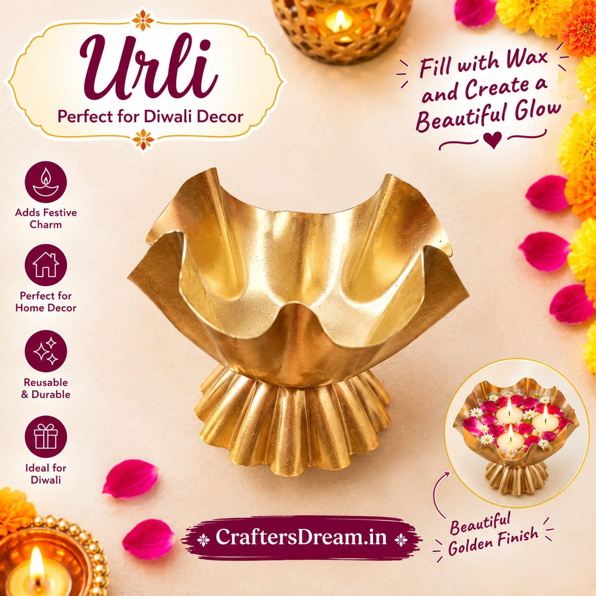 Metal Urli - 1pc