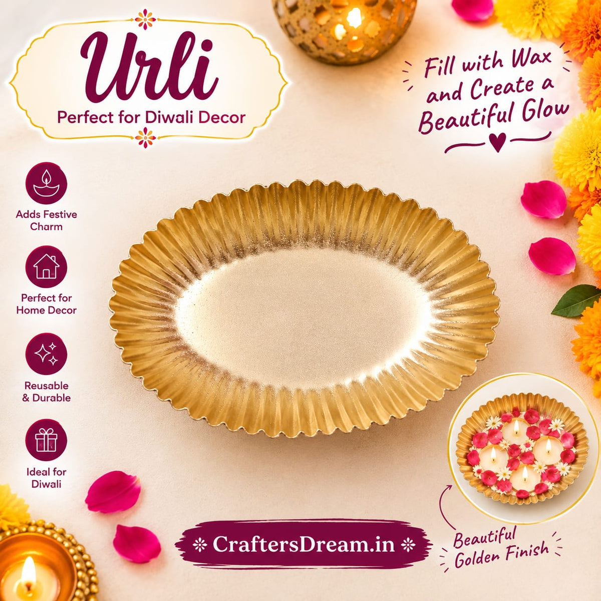 Metal Urli - 1pc