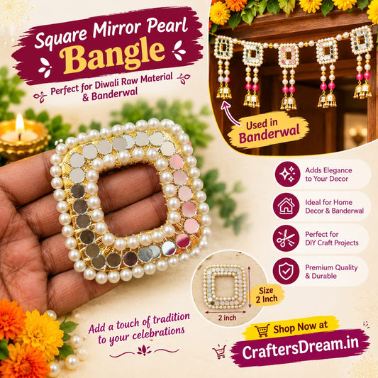 Square Mirror Pearl Bangle (3inch) - 5pc