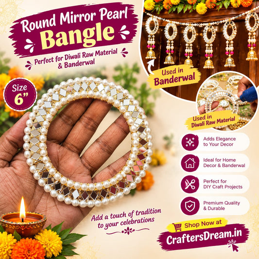 Round Mirror Pearl Bangle (6inch Approx) - 5pc