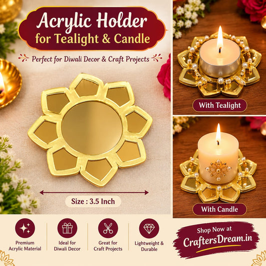 Acrylic Holder Tealight & Candle (3.5inch) - 10pc