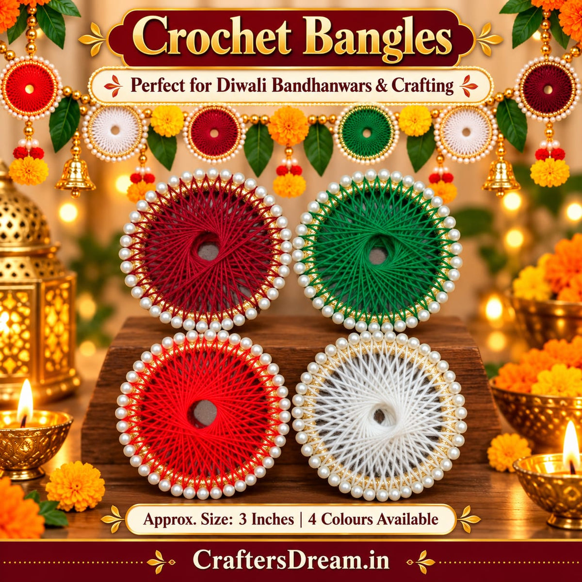 Crochet Bangles 3inch - 5pc