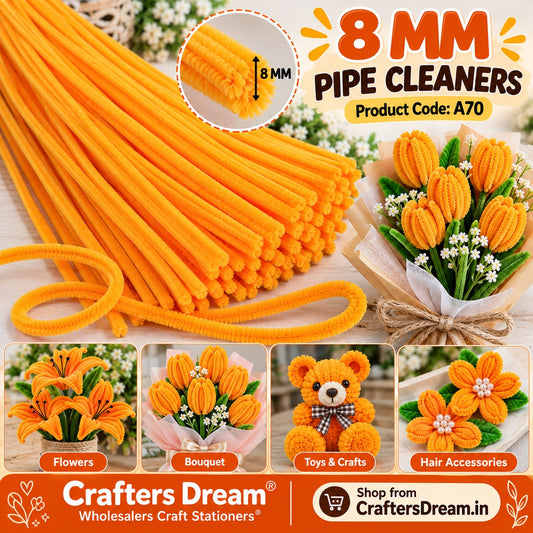 Plain Pipe Cleaner 8mm (A70) - 100pc