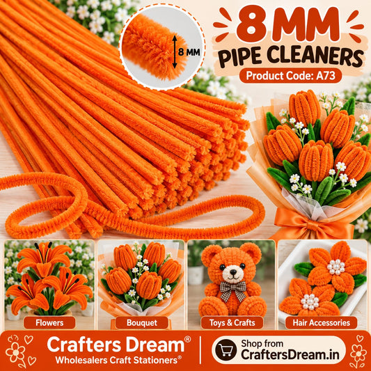 Plain Pipe Cleaner 8mm (A73) - 100pc