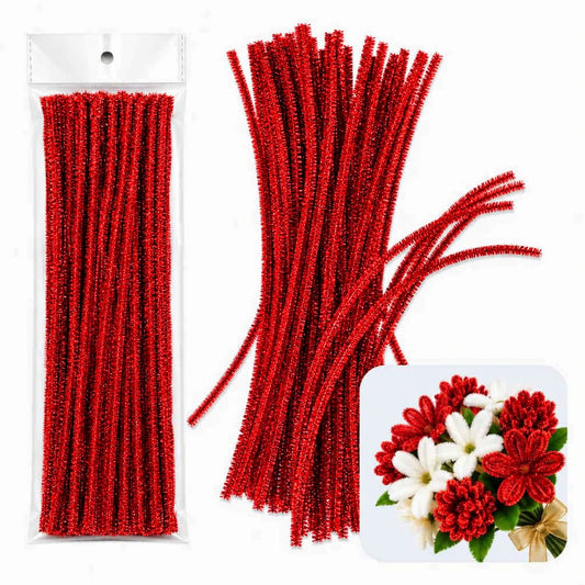 Glitter Pipe Cleaner Red (A083) – 100pc