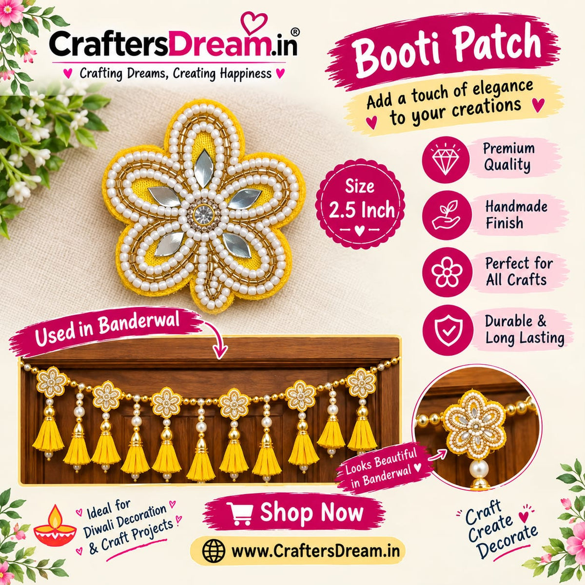 Flower Buti Patches - 10pc