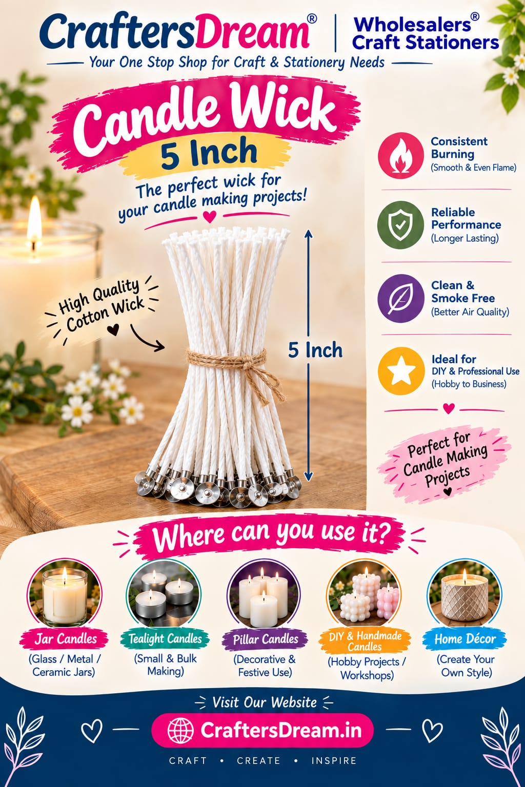 Premium Paraffin-Coated Candle Wick