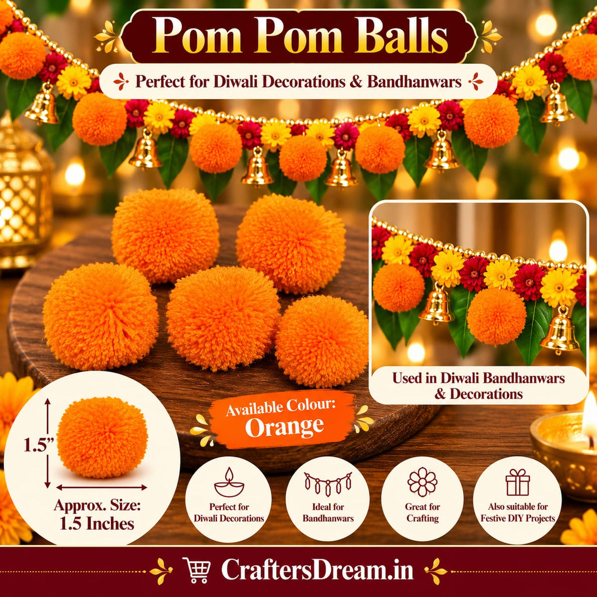 Pom Pom (1.5inch) - 50pc