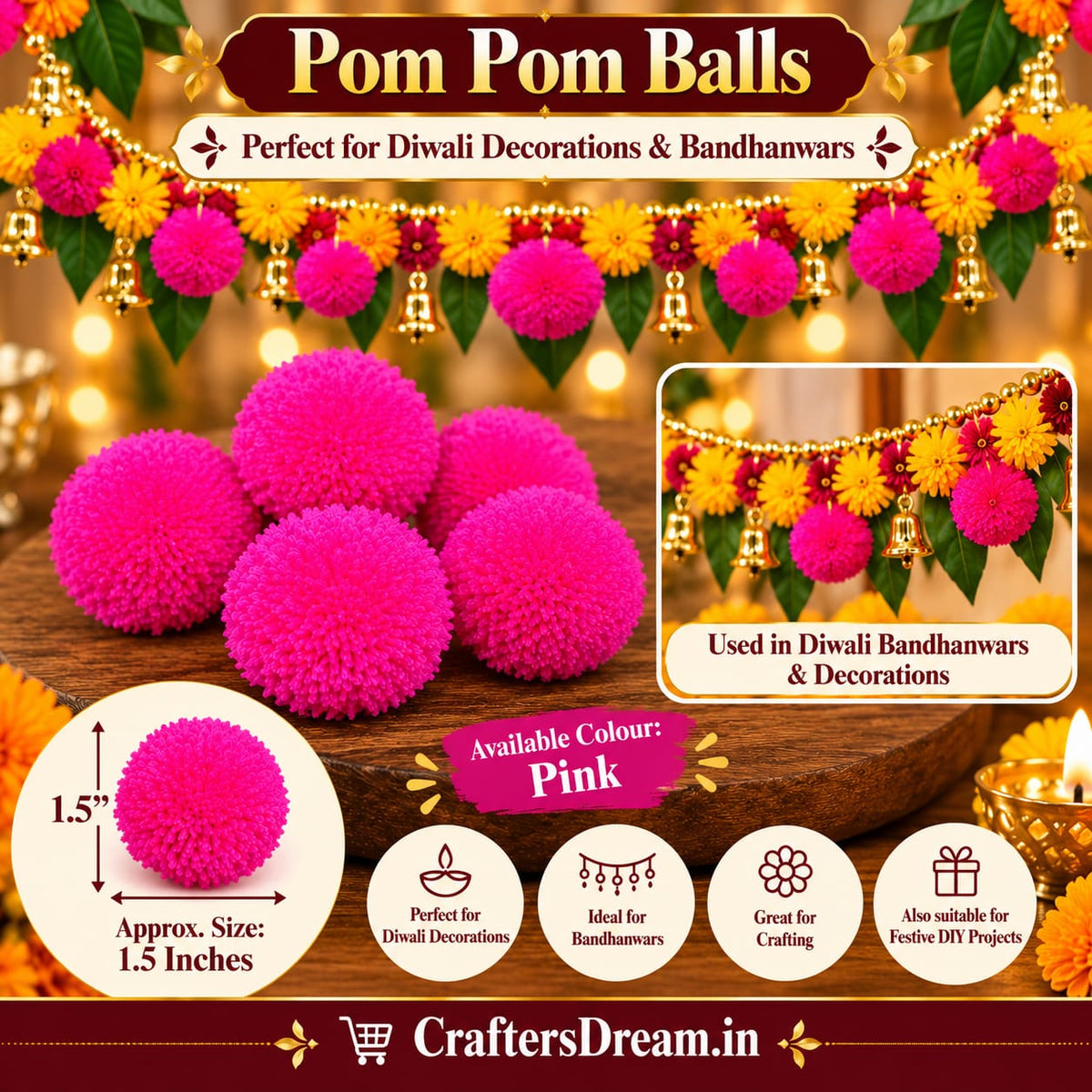 Pom Pom (1.5inch) - 50pc