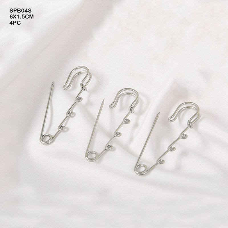 Safety Pin Brooch KC Silver (SPB04S) - 6*1.5CM