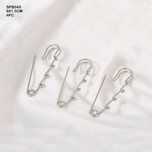 Safety Pin Brooch KC Silver (SPB04S) - 6*1.5CM