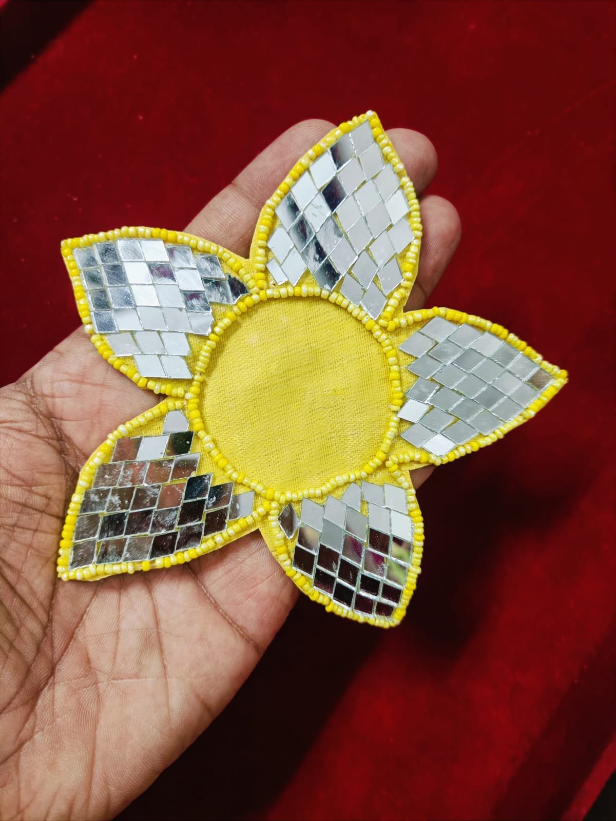 Round Flower Buti Patches Yellow - 10pc