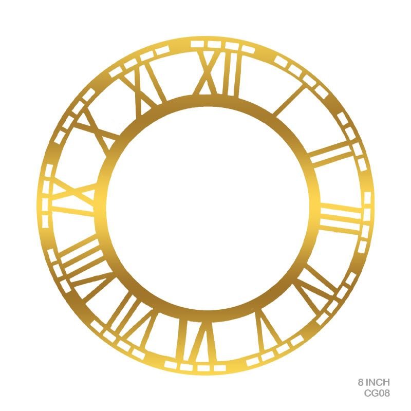 Acrylic Clock Golden - 8 inch Roman (CG08)
