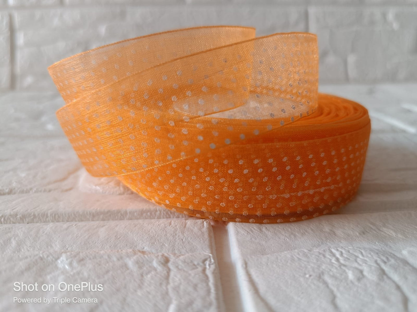 Organza  Polka Dot Ribbon 1 inch – Light Orange
