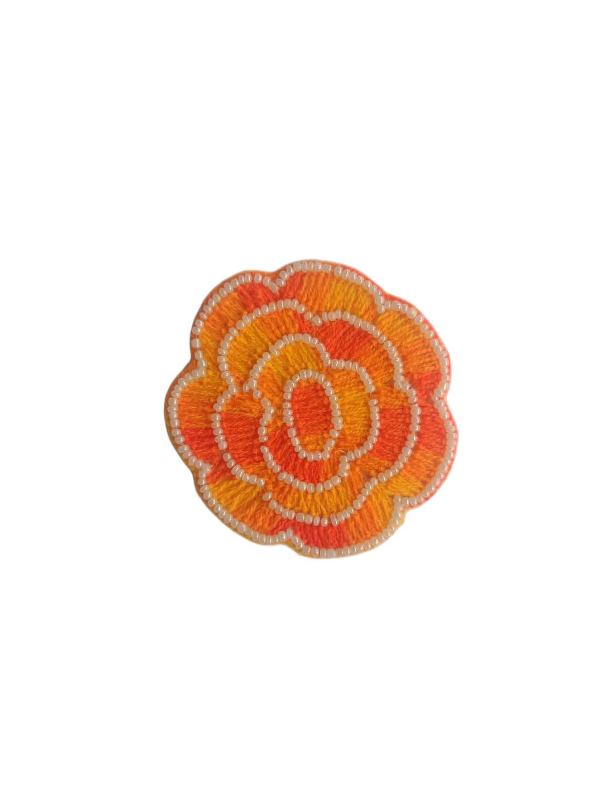 Round Flower Butti (Orange) - 2pcs