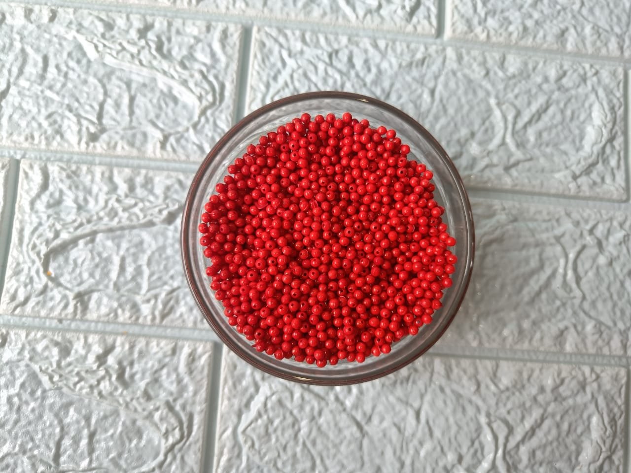 Moti /Pearls /Beads - Red (100gm) - 4mm