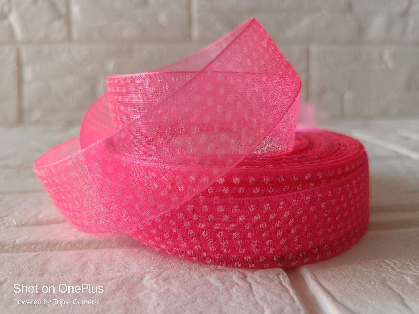 Organza  Polka Dot Ribbon 1 inch – Baby Pink