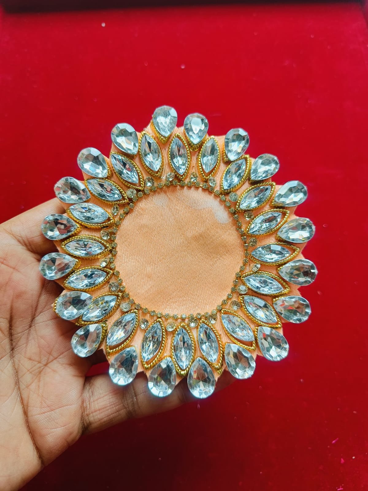 Orange Round Stone Buti Patches - 10pc