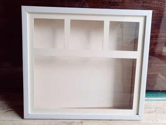 Shadow Box Glass Frame with Mount – 16*18 inch (White)