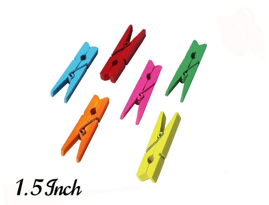Coloured Wooden Clip - 100pc