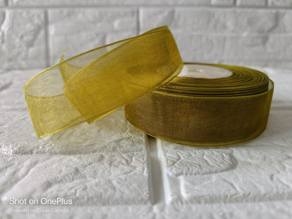Organza Ribbon 1inch - Mehndi Green