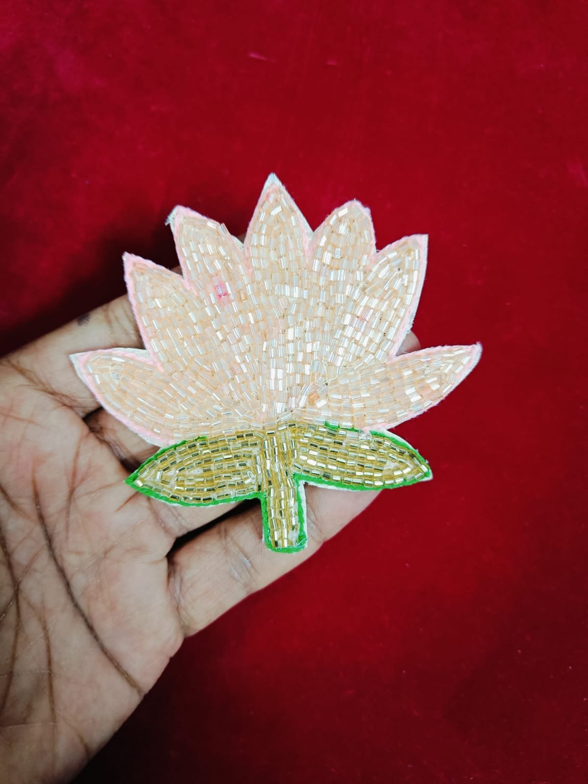 Peach Lotus Flower Buti Patches - 10pc