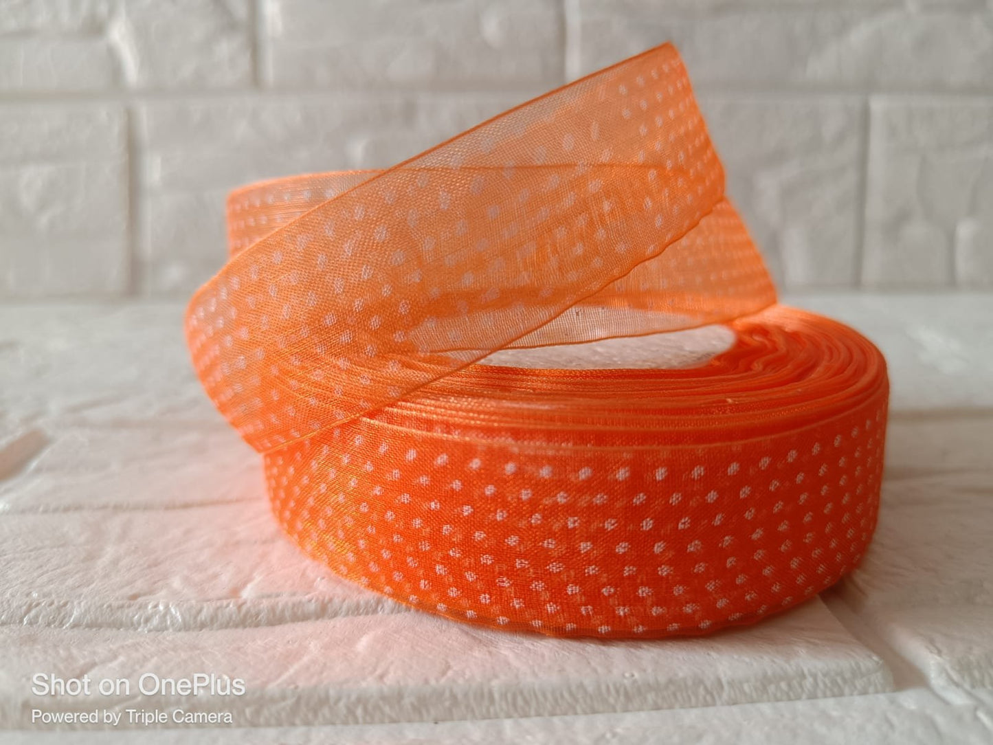 Organza  Polka Dot Ribbon 1 inch –  Dark Orange
