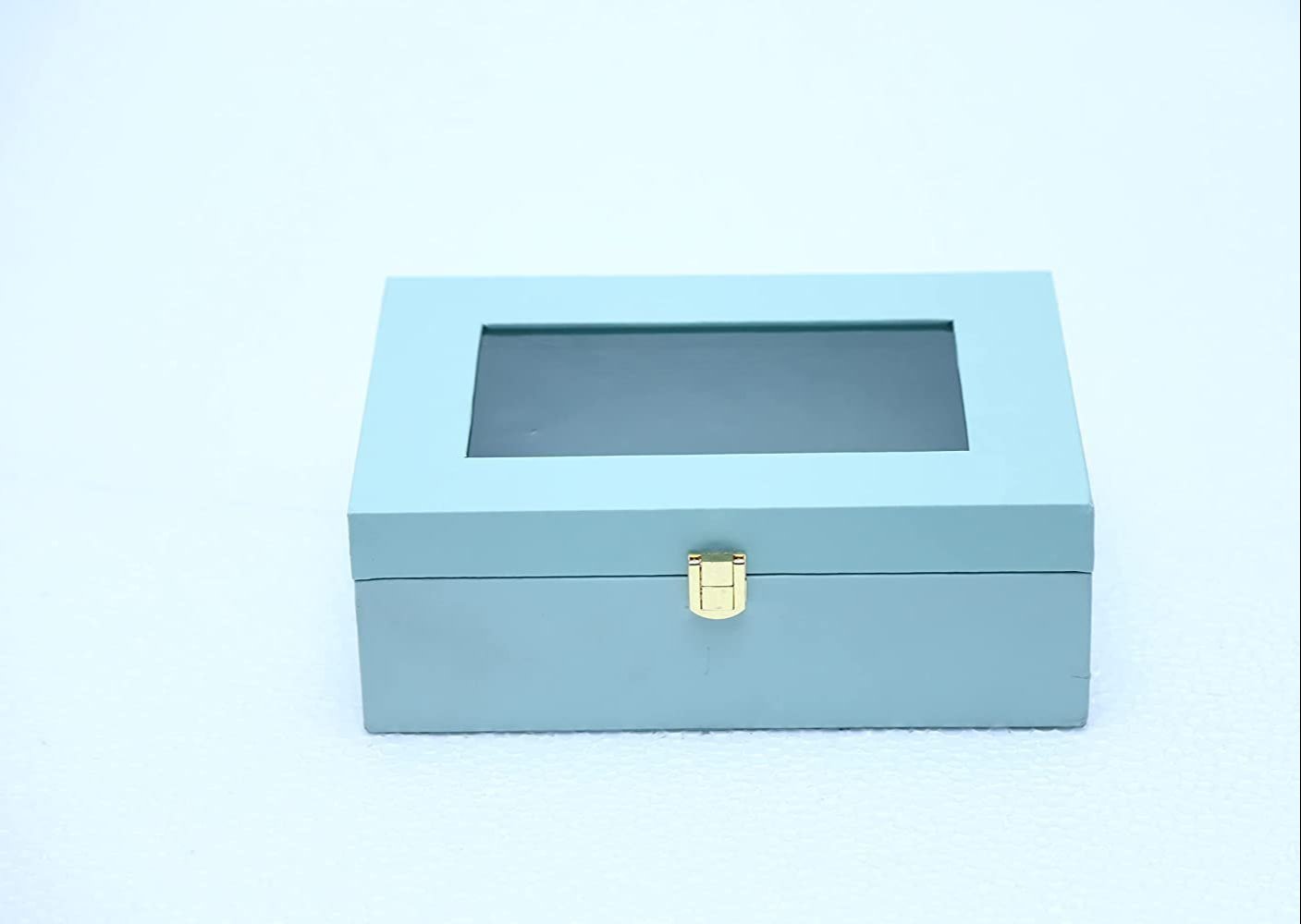 Acrylic Leather Trunk Box (Light Blue) - 10*7 inch
