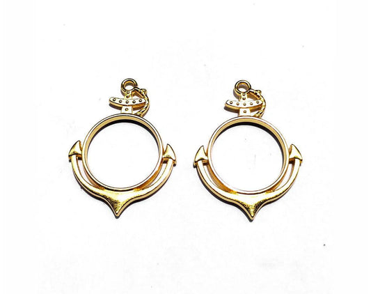 Anchor Bezels Gold (BZ016) - 5pc