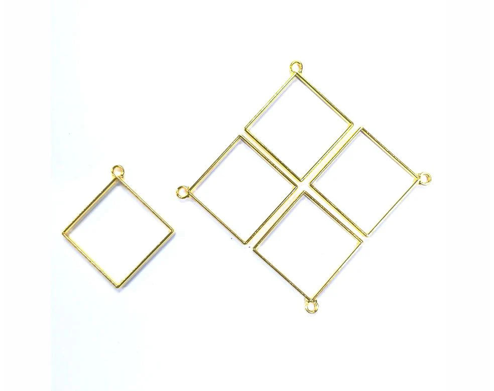 Square Bezels Gold (BZ043) -10pc