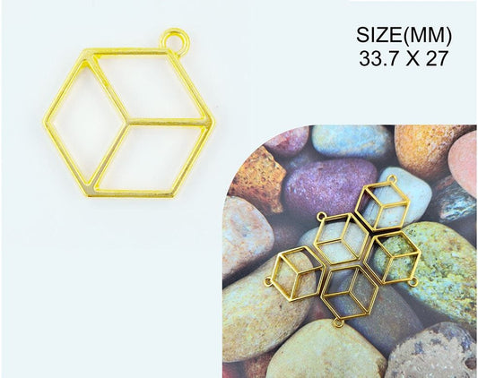 Gold Kube Bezel (Bz068) - 5pc