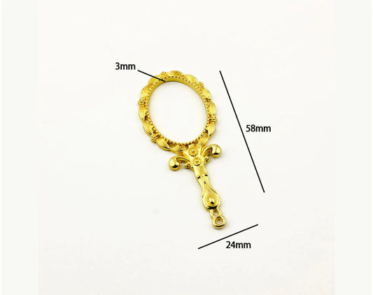 Gold Hand Mirror C Bezels (BZ074) - 5pc