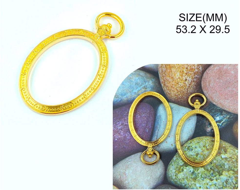 Gold Oval Photo Frame Bezels (BZ080) - 5pc