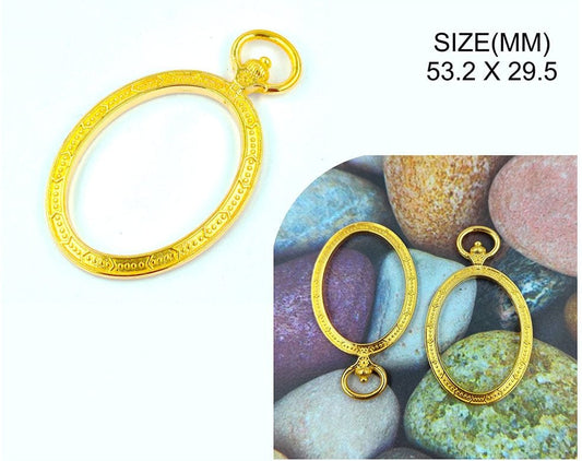 Gold Oval Photo Frame Bezels (BZ080) - 5pc