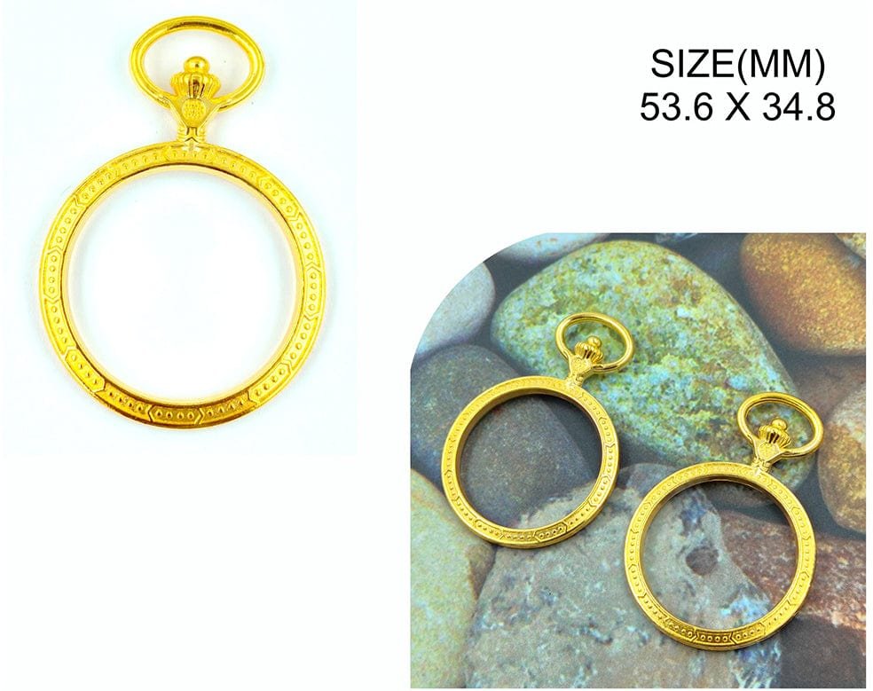 Gold Round Photo Frame Bezels (BZ081) - 5pc
