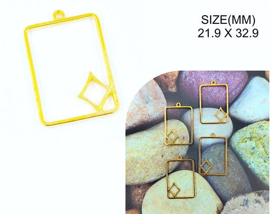 Gold Pendant Frame With Diamond Bezels (BZ090) - 5pc