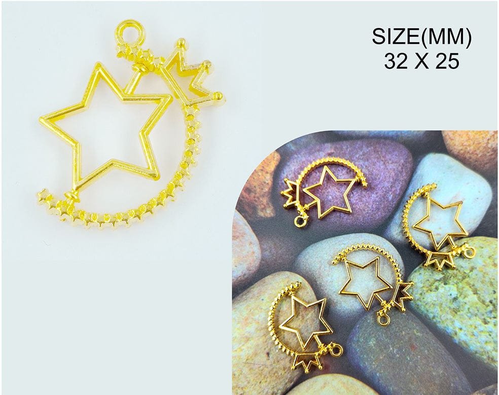 Gold Star Rotating Pendant Bezels (BZ096) - 5pc