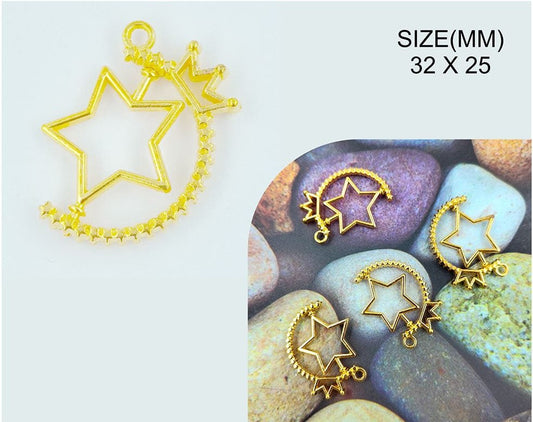 Gold Star Rotating Pendant Bezels (BZ096) - 5pc
