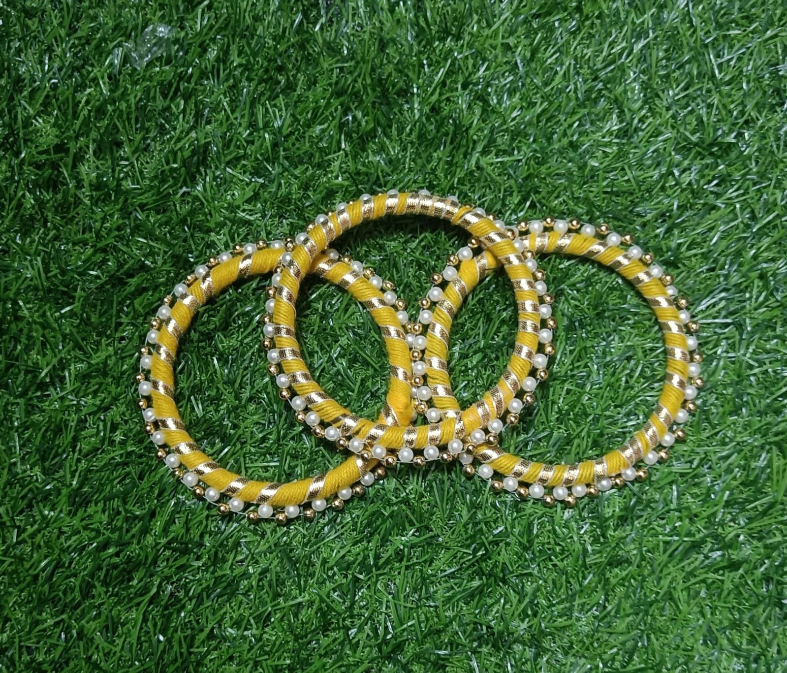 Moti Bangles (Yellow) 4inch - 10pc
