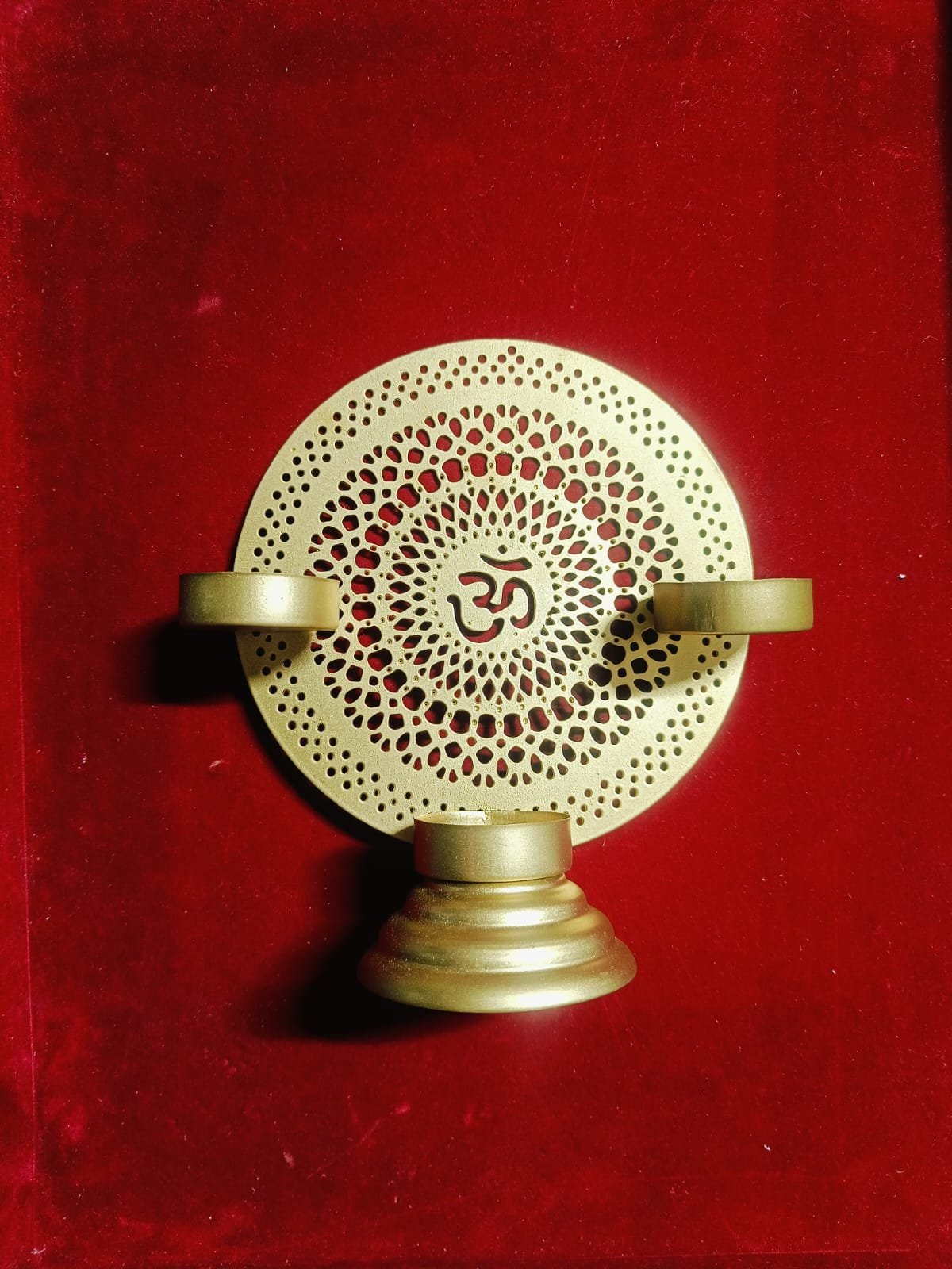 Metal Om T Light Holder Jharoka 7inch - 1pc