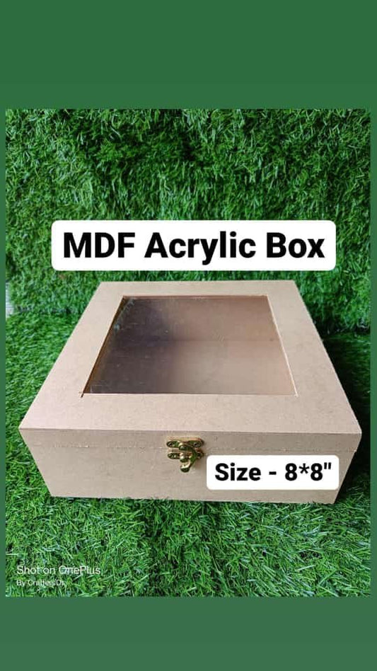 8*8″ Mdf Box- Transparent Lid