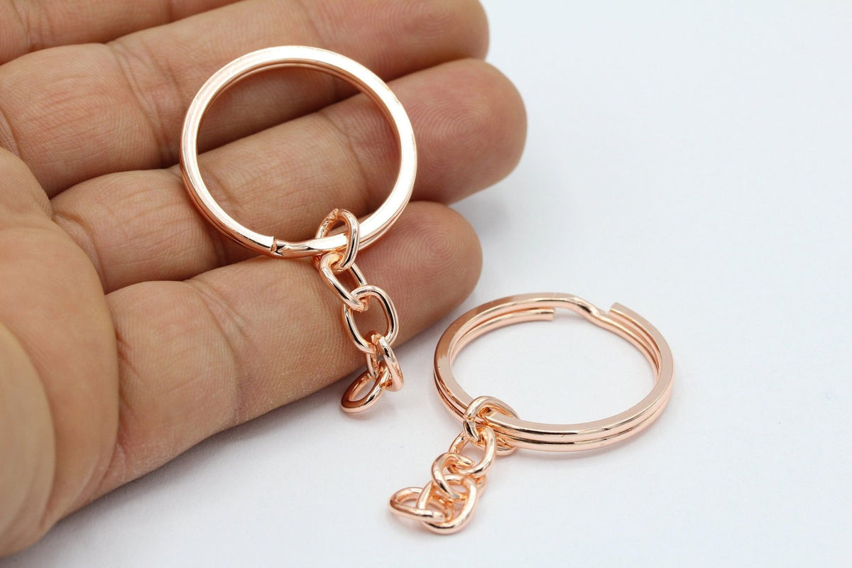 Keyring With Chain - Pack of 12 - Gold Rose