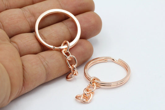Keyring With Chain - Pack of 12 - Gold Rose