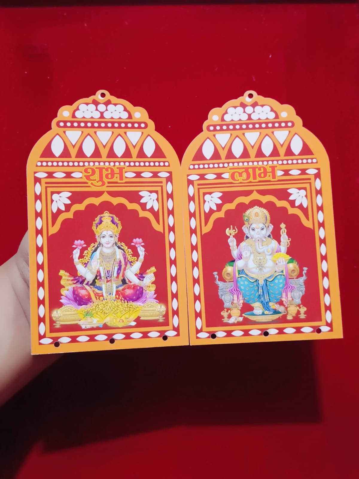 MDF Laxmi Ganesh ji Shubh Labh Temple (6inch) - 1pair